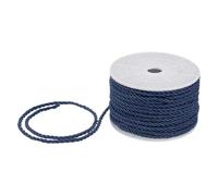 M METERXITY 22 Yards Twisted Rope Trim, 3mm/0.12" Navy Blue Soft Polyester Twisted Silk Rope Cord 3-Ply Decorative Cord for Gift Bag/DIY Crafts/Home Decor/Curtain Tieback