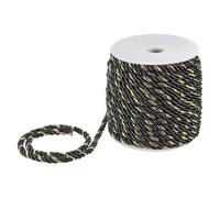 M METERXITY 22 Yards Twisted Rope Trim, 5mm/0.2" Black and Gold Soft Polyester Twisted Silk Rope Cord 3-Ply Decorative Cord for Gift Bag/DIY Crafts/Home Decor/Curtain Tieback