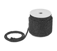 M METERXITY 22 Yards Twisted Rope Trim, 5mm/0.2" Black Soft Polyester Twisted Silk Rope Cord 3-Ply Decorative Cord for Gift Bag/DIY Crafts/Home Decor/Curtain Tieback