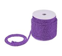 M METERXITY 22 Yards Twisted Rope Trim, 5mm/0.2" Dark Purple Soft Polyester Twisted Silk Rope Cord 3-Ply Decorative Cord for Gift Bag/DIY Crafts/Home Decor/Curtain Tieback