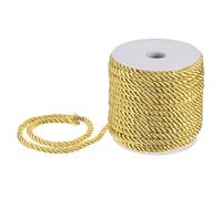 M METERXITY 22 Yards Twisted Rope Trim, 5mm/0.2" Golden Yellow Soft Polyester Twisted Silk Rope Cord 3-Ply Decorative Cord for Gift Bag/DIY Crafts/Home Decor/Curtain Tieback