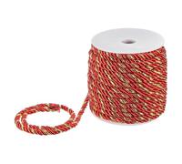M METERXITY 22 Yards Twisted Rope Trim, 5mm/0.2" Red and Gold Soft Polyester Twisted Silk Rope Cord 3-Ply Decorative Cord for Gift Bag/DIY Crafts/Home Decor/Curtain Tieback