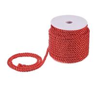 M METERXITY 22 Yards Twisted Rope Trim, 5mm/0.2" Red Soft Polyester Twisted Silk Rope Cord 3-Ply Decorative Cord for Gift Bag/DIY Crafts/Home Decor/Curtain Tieback