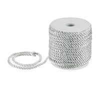 M METERXITY 22 Yards Twisted Rope Trim, 5mm/0.2" Silver Gray Soft Polyester Twisted Silk Rope Cord 3-Ply Decorative Cord for Gift Bag/DIY Crafts/Home Decor/Curtain Tieback