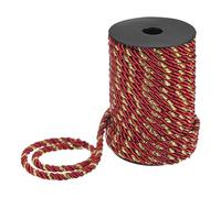 M METERXITY 22 Yards Twisted Rope Trim, 8mm/0.31" Red and Gold Soft Polyester Twisted Silk Rope Cord 3-Ply Decorative Cord for Gift Bag/DIY Crafts/Home Decor/Curtain Tieback