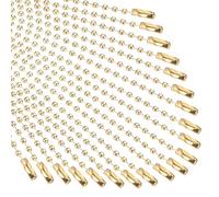 M METERXITY 220-Pack Ball Beads Chain, 4 in Metal Beaded Necklace Adjustable Keychain with Connectors for Jewelry Making/DIY Crafts/Hanging Decoration, Dog Tag Chain [Light Gold]