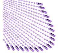 M METERXITY 220-Pack Ball Beads Chain, 4 in Metal Beaded Necklace Adjustable Keychain with Connectors for Jewelry Making/DIY Crafts/Hanging Decoration, Dog Tag Chain [Light Purple]