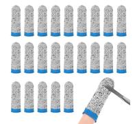 M METERXITY 24-Pack Finger Cots Cut Resistant, Reusable Finger Sleeve Protectors for Sculpture/Kitchen/Garden, HPPE Fiber Thumb Finger Guards Covers [2.8", Grey Blue]
