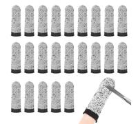 M METERXITY 24-Pack Finger Cots Cut Resistant, Reusable Finger Sleeve Protectors for Sculpture/Kitchen/Garden, HPPE Fiber Thumb Finger Guards Covers [2.8", Grey Black]