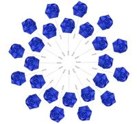 M METERXITY 24-Pack Flower Lapel Pins for Men, Rose Boutonnieres Pin Groom Boutonnieres for Wedding/Dance/Party, Men Lapel Pins for Suits Satin Flower Corsage [Sapphire Blue]