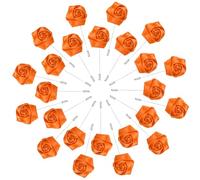 M METERXITY 24-Pack Flower Lapel Pins for Men, Rose Boutonnieres Pin Groom Boutonnieres for Wedding/Dance/Party, Men Lapel Pins for Suits Satin Flower Corsage [Orange]