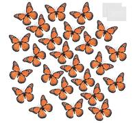 M METERXITY 24 Pack Monarch Butterfly Decorations, 3D Plastic Stickers Wall Decor for Crafts, Monarch Butterfly Kit for Day of the Dead, Halloween, Autumn, Party Decor [Orange, 3.94''x3.15'']
