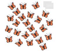 M METERXITY 24 Pack Monarch Butterfly Decorations, 3D Plastic Stickers Wall Decor for Crafts, Monarch Butterfly Kit for Day of the Dead, Halloween, Autumn, Party Decor [Orange, 1.57''x1.57'']