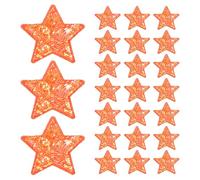 M METERXITY 24-Pack Sequin Star Iron Patches, 2.4x2.4in/6x6cm Colorful Shiny Patches Embroidery for Clothes/Hats/Bags/DIY/Repair Hole, Glitter Star Applique Sewing Patch [Orange]
