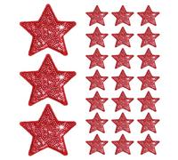 M METERXITY 24-Pack Sequin Star Iron Patches, 2.4x2.4in/6x6cm Colorful Shiny Patches Embroidery for Clothes/Hats/Bags/DIY/Repair Hole, Glitter Star Applique Sewing Patch [Bright Red]