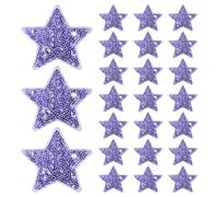 M METERXITY 24-Pack Sequin Star Iron Patches, 2.4x2.4in/6x6cm Colorful Shiny Patches Embroidery for Clothes/Hats/Bags/DIY/Repair Hole, Glitter Star Applique Sewing Patch [Bright Purple]