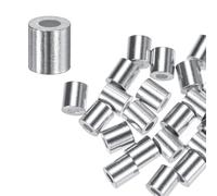 M METERXITY 25-Pack Aluminum Crimping Loop Sleeves, 2mm 5/64" Round Barrel Wire Rope Sleeves Cable Ferrule for Wire Rope/Cables Crimping Loop Sleeve