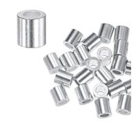 M METERXITY 25-Pack Aluminum Crimping Loop Sleeves, 4mm 1/6" Round Barrel Wire Rope Sleeves Cable Ferrule for Wire Rope/Cables Crimping Loop Sleeve