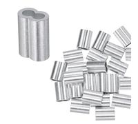 M METERXITY 25-Pack Aluminum Crimping Loop Sleeves, 5mm 3/16" Double Round Barrel Wire Rope Sleeves Cable Ferrule for Wire Rope/Cables Crimping Loop Sleeve