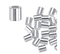 M METERXITY 25-Pack Aluminum Crimping Loop Sleeves, 5mm 3/16" Round Barrel Wire Rope Sleeves Cable Ferrule for Wire Rope/Cables Crimping Loop Sleeve