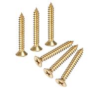 M METERXITY 25-Pack Brass Wood Screws, M5 x 30mm Phillips Flat Head Self-Tapping Screw Connector Fasteners for Door Hinges/Woodworking/Furniture Repair/Gardening/DIY Crafts Decorative Screws