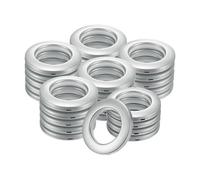M METERXITY 25-Pack Curtain Grommets, 1-9/16" Inner Diameter Plastic Curtain Rings Clip Eyelet Rings Nanoscale Low Noise Roman Ring for Windows/Fabric, Home Drapes Grommets [Matte Silver]