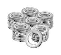 M METERXITY 25-Pack Curtain Grommets, 1-9/16" Inner Diameter Plastic Curtain Rings Clip Eyelet Rings Nanoscale Low Noise Roman Ring for Windows/Fabric, Home Drapes Grommets [Gloss Silver]