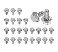 M METERXITY 25 Pack Flanged Hex Head Bolts, M6 x 12mm 304 Stainless Steel External Hex Drive Screws, Metric Fully Threaded Screw for Furniture Car DIY Project [Silver Tone]