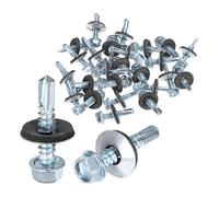 M METERXITY 25-Pack Self Drilling Screws with Rubber Washer M5.5 x 25mm Zinc Plated Carbon Steel Hex Head Self-Tapping Screws for Metal Roofing/Siding Panels/Steel Structures