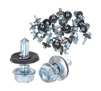 M METERXITY 25-Pack Self Drilling Screws with Rubber Washer M6.3 x 19mm Zinc Plated Carbon Steel Hex Head Self-Tapping Screws for Metal Roofing/Siding Panels/Steel Structures
