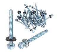M METERXITY 25-Pack Self Drilling Screws with Rubber Washer M6.3 x 63mm Zinc Plated Carbon Steel Hex Head Self-Tapping Screws for Metal Roofing/Siding Panels/Steel Structures