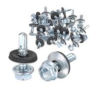 M METERXITY 25-Pack Self Drilling Screws with Rubber Washer ST4.8 x 19mm Zinc Plated Carbon Steel Hex Head Self-Tapping Screws for Metal Roofing/Siding Panels/Steel Structures