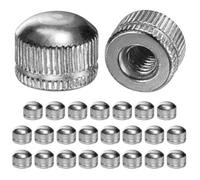 M METERXITY 25-Pack Threaded Cap Nuts, M6x14mm Screw Caps for Light Fixture, Female Knurled Knob Nut for Ceiling Light Cover Replacement/Decorative Lamp Parts, Acorn Screw Top [Chrome Tone]