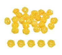 M METERXITY 25-Pack Wicker Rattan Balls 30mm/1.2 Inch Decorative Rattan Balls Orbs Vase Fillers Bowl Fillers for Christmas/Weddings/Thanksgiving/DIY Crafts/Home Decor [Yellow]