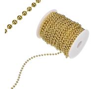 M METERXITY 27 Yards Pearl Beaded Chain Trim 6mm Pearl Beads Beaded Garland Artificial Pearls String Beads Chain for DIY Crafts/Bouquet/Christmas/Wedding/Party [Gold Plating]