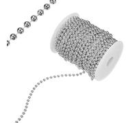 M METERXITY 27 Yards Pearl Beaded Chain Trim 6mm Pearl Beads Beaded Garland Artificial Pearls String Beads Chain for DIY Crafts/Bouquet/Christmas/Wedding/Party [Silver Plating]