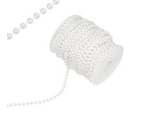 M METERXITY 27 Yards Pearl Beaded Chain Trim 6mm Pearl Beads Beaded Garland Artificial Pearls String Beads Chain for DIY Crafts/Bouquet/Christmas/Wedding/Party [White]