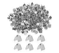M METERXITY 280-Pack Ribbon Ends with Clamps, 0.2in/6mm Metal Bracelet Bookmark Pinch Crimp Clamp Polka Dots for Jewelry Making/Bracelets/Necklaces/DIY, Pinch Cord End Clasps [White K]