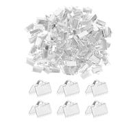 M METERXITY 280-Pack Ribbon Ends with Clamps, 0.4in/10mm Metal Bracelet Bookmark Pinch Crimp Clamp Polka Dots for Jewelry Making/Bracelets/Necklaces/DIY, Pinch Cord End Clasps [Silver]