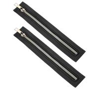 M METERXITY 2Pcs PU Leather Zipper, 9.25In Coil Frame Metal Close End Crochet Zippers with Holes for Sewing Handbag/DIY Purse/Clothing Making [Black]