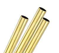 M METERXITY 3-Pack 200mm Brass Round Tube, 15mm OD 1mm Wall Thickness H62 Brass Seamless Tubing for Construction/Machining/DIY Crafting, Metal Straight Pipe [0.59x0.04x7.87IN]