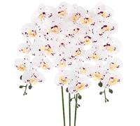 M METERXITY 3-Pack Artificial Orchid Flowers 9 Large Petals 37 Inch Faux Phalaenopsis Silk Bouquets Real Touch White Purple Fake Orchids for Home/Wedding/Christmas/Party/Garden/Office