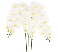 M METERXITY 3-Pack Artificial Orchid Flowers 9 Large Petals 37 Inch Faux Phalaenopsis Silk Bouquets Real Touch White Fake Orchids for Home/Wedding/Christmas/Party/Garden Office