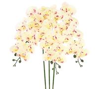 M METERXITY 3-Pack Artificial Orchid Flowers 9 Large Petals 37 Inch Faux Phalaenopsis Silk Bouquets Real Touch Spotted Yellow Green Fake Orchids for Home/Wedding/Christmas/Party/Garden Office
