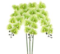 M METERXITY 3-Pack Artificial Orchid Flowers 9 Large Petals 37 Inch Faux Phalaenopsis Silk Bouquets Real Touch Dark Green Fake Orchids for Home/Wedding/Christmas/Party/Garden Office
