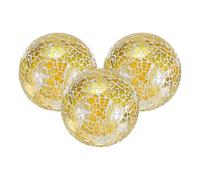 M METERXITY 3-Pack Decorative Ball for Bowls, 4 Inch Mosaic Glass Balls Decorative Glass Orbs for Home Decor/Dining Tables/Wedding Party/Coffee Table/Centerpiece Decor [Yellow]