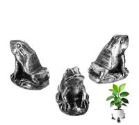 M METERXITY 3-Pack Frog Plant Stand for Inside Pots, 4.4 x 3.4 Cm/1.73 x 1.34 in Resin Decorative Plant Stand for Garden/Outdoor Planters/Home Decor, Plant Risers Flower Pot [Black]