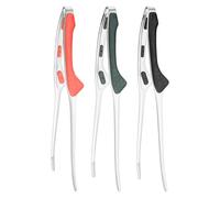 M METERXITY 3-Pack Grill Tongs, 9.6 Inch Non-Slip 304 Stainless Steel Locking Tongs for Cooking/Buffet/Outdoor Barbecue, Korean BBQ Tweezers Metal Clamp Tool [Green, Red, Black]