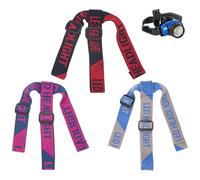 M METERXITY 3-Pack Headlamp Strap Replacement Headband, High Elastic Headlamp Adjustable Bicycles Head Band Belt for Flashlight Camping Riding [Gray Blue, Blue Pink, Black Red, 1.65"/42mm]