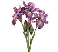 M METERXITY 3-Pack Purple Red Artificial Iris Flowers with Flower Bud,17.7 Inch Faux Iris PU Bouquets Real Touch Faux Flowers for Home/Wedding/Christmas/Party